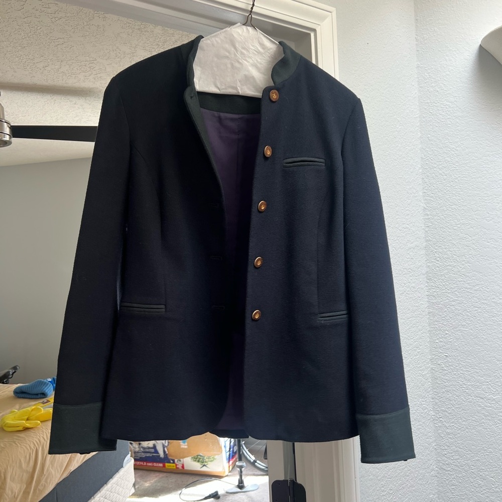 Men's Navy Button-Front Cotton Blend Jacket